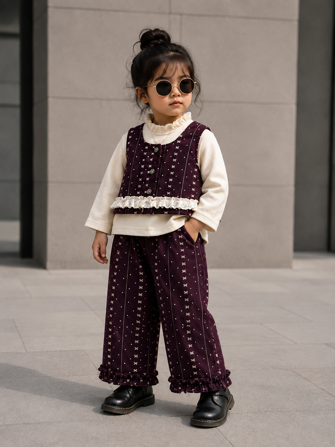 Girls Elegant 3-Piece Co-Ord Set