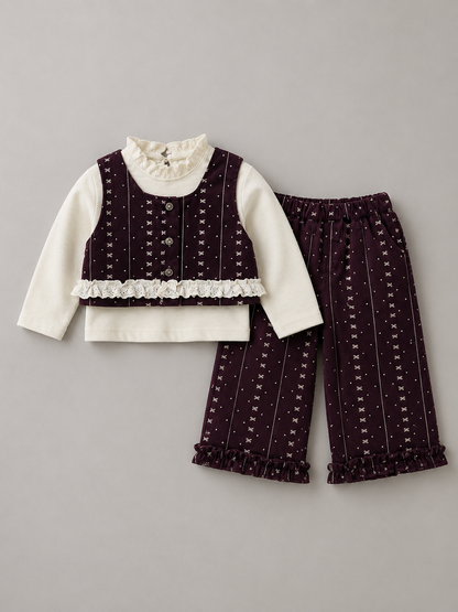 Girls Elegant 3-Piece Co-Ord Set
