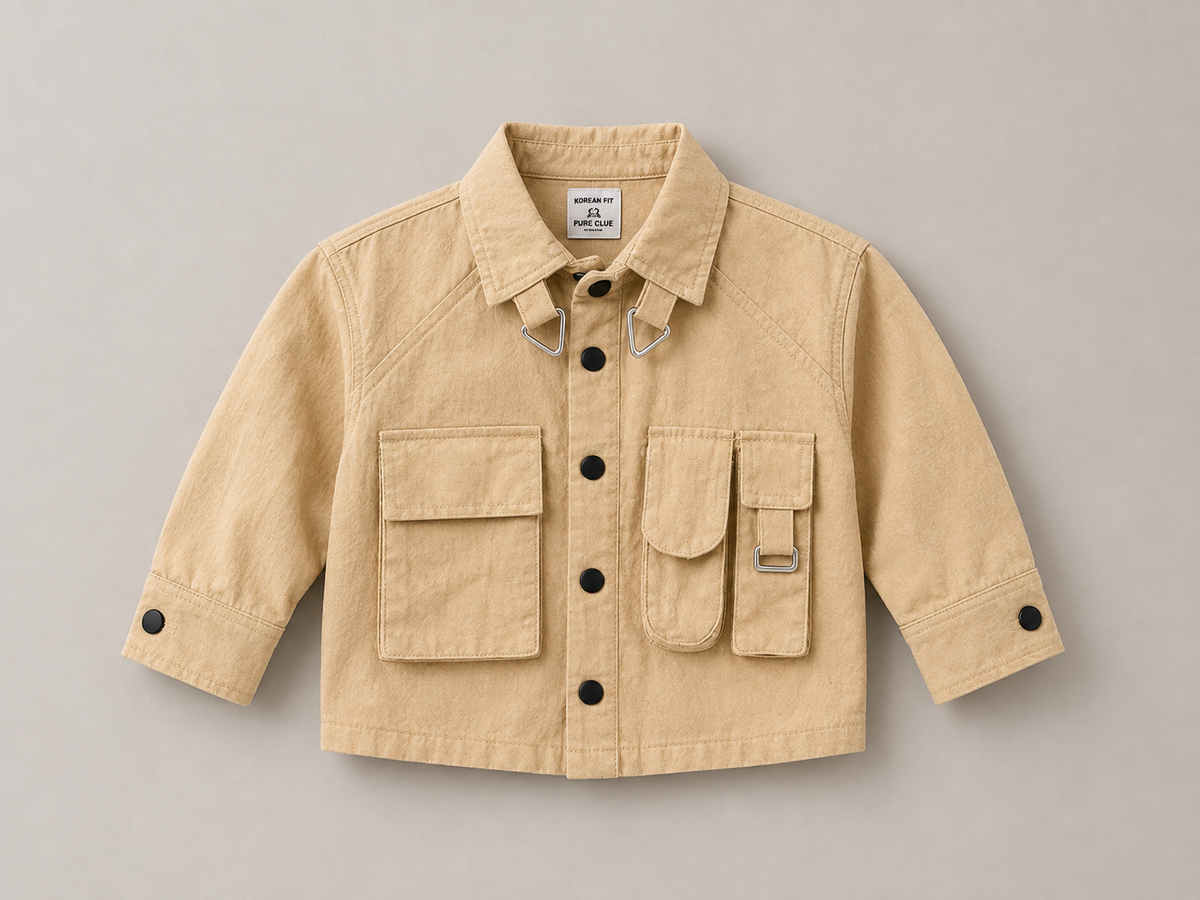 Multi-Pocket Casual Shirt – Beige