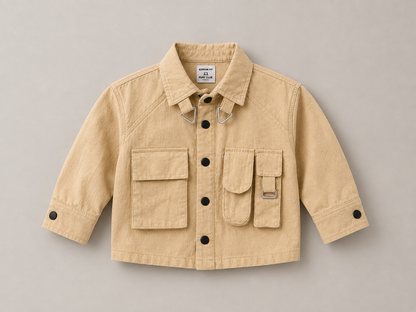 Multi-Pocket Casual Shirt – Beige